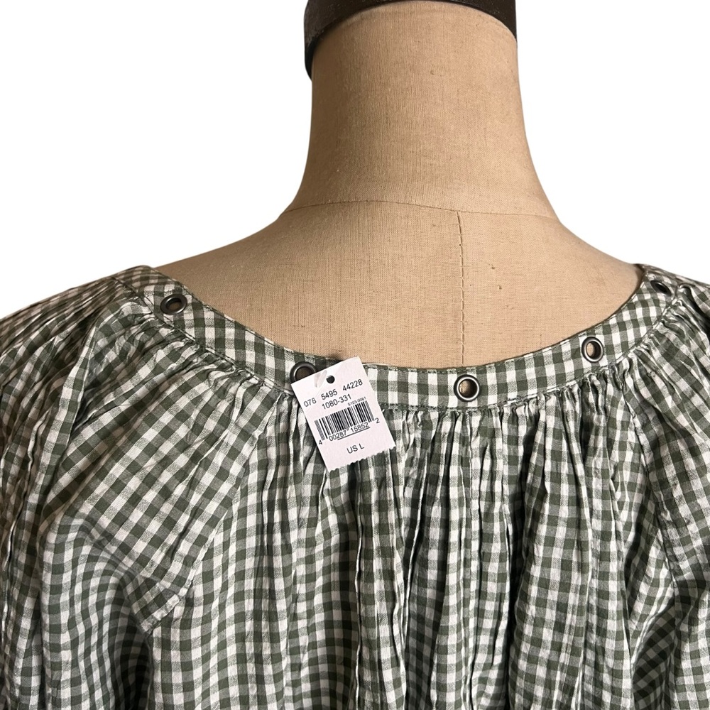 Arie‎ NEW Green & white woven Gingham fairy lightweight women’s top SZ L - Picture 6 of 11